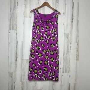 Worthington Women's Sleeveless Cowl Neck Leopard Dress Purple Green Size Large